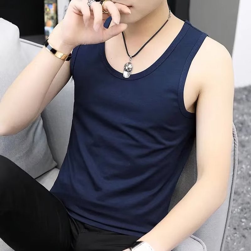 Cross-border Vest Mens Summer Wear Thin Quick-drying Fitness Hurdle Basketball Sports Waistcoat Ice Silk Sleeveless T-shirt Trendy White  - Image 4