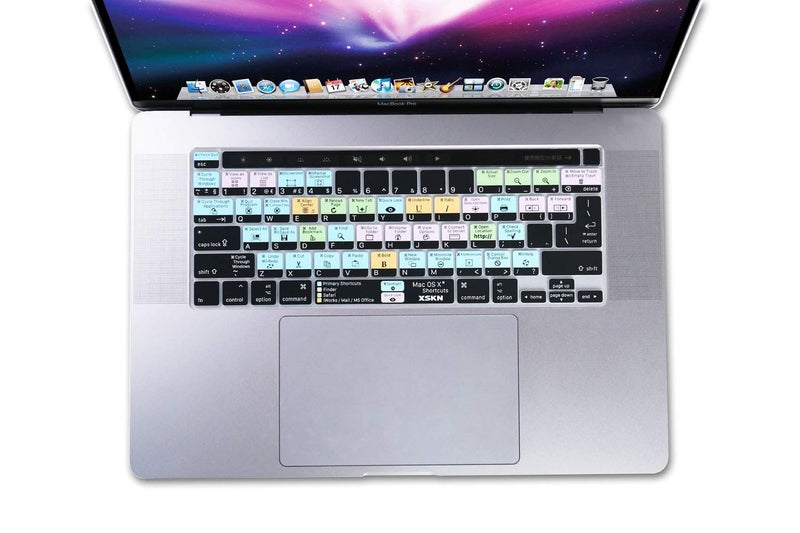XSKN Mac OS X English Shortcuts Silicone Keyboard Cover Skin for Touch Bar Models 2019 MacBook Pro 16 inch A2141 2020 MacBook Pro 13.3 inch A2251 A2289 A2338 M1 Keyboard US&EU Version - Image 2