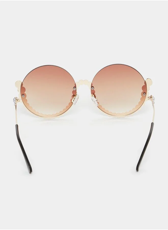 ستايلي Embellished Round Frame Sunglasses