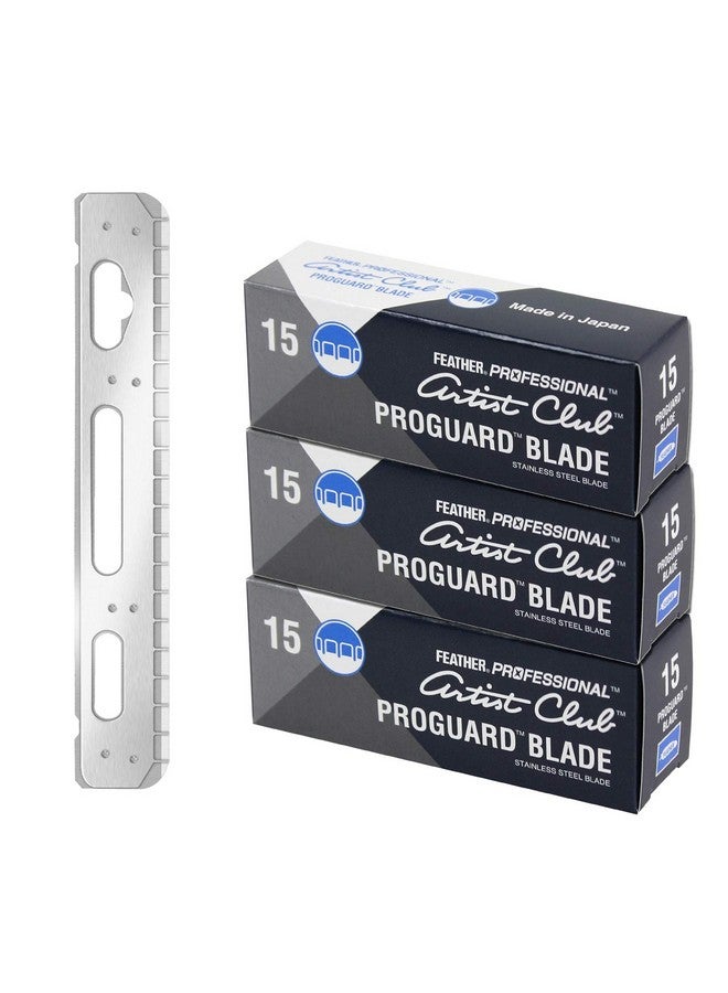 Feather Eather Artist Club Proguard Razor Blades (3 Pack Of 15) Single Straight Edge Razor Blades With Guard Refills For Shaving For Men & Barbers - Image 2