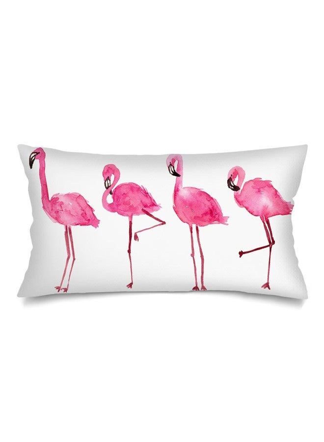 KENADVI Pink Flamingo Lumbar Pillow Cover 14x36 Long Cushion Covers Case for Bed Decorative Body Pillow Cover Tropical Summer Animal Flamingos Couch Pillow Cases Soft Accent Throw Pillows Covers for Bedroom - Image 1