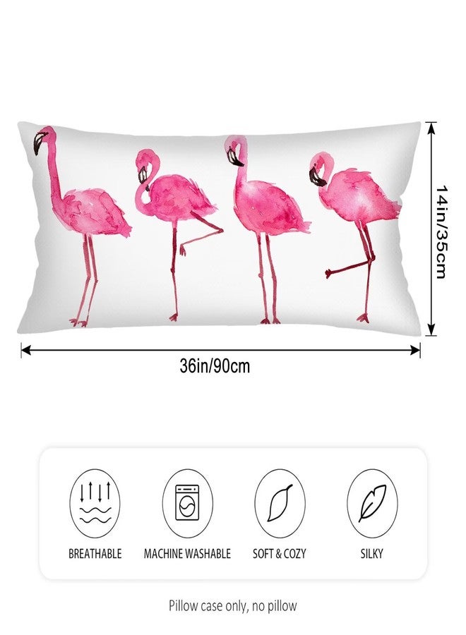 KENADVI Pink Flamingo Lumbar Pillow Cover 14x36 Long Cushion Covers Case for Bed Decorative Body Pillow Cover Tropical Summer Animal Flamingos Couch Pillow Cases Soft Accent Throw Pillows Covers for Bedroom - Image 2