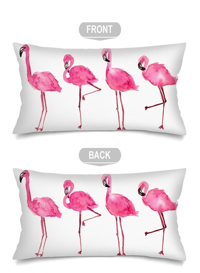 KENADVI Pink Flamingo Lumbar Pillow Cover 14x36 Long Cushion Covers Case for Bed Decorative Body Pillow Cover Tropical Summer Animal Flamingos Couch Pillow Cases Soft Accent Throw Pillows Covers for Bedroom - Image 3