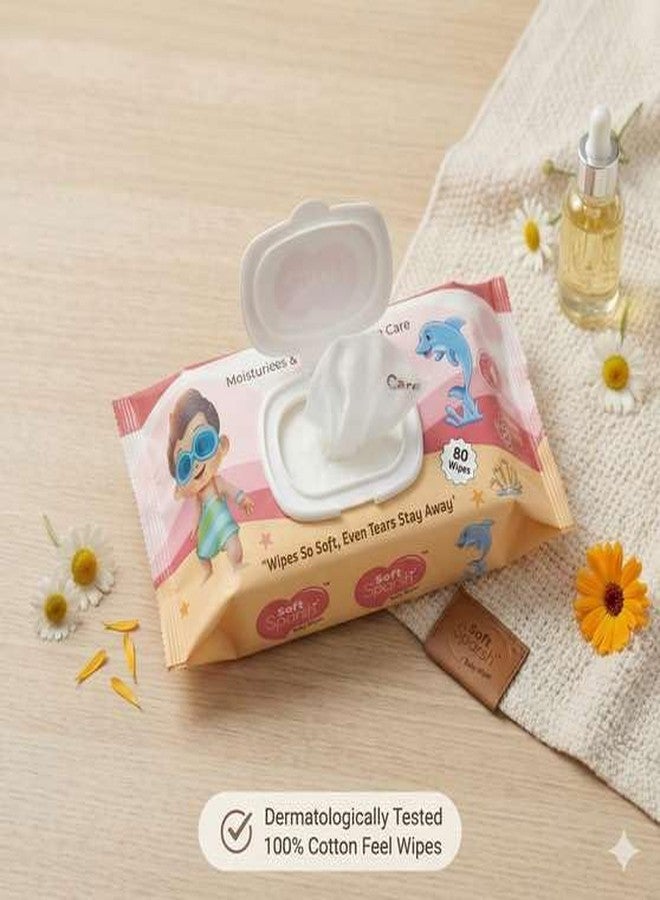 KETLIX Little's Soft Cleansing Baby Wipes with Lid | 80 Wipes x Pack of 3-240 Wipes | Extra Thick & Moist Wet Wipes for Baby's | Prevents Rashes & Redness with Goodness of Aloe Vera, Vitamin E & Jojoba Oil - Image 2