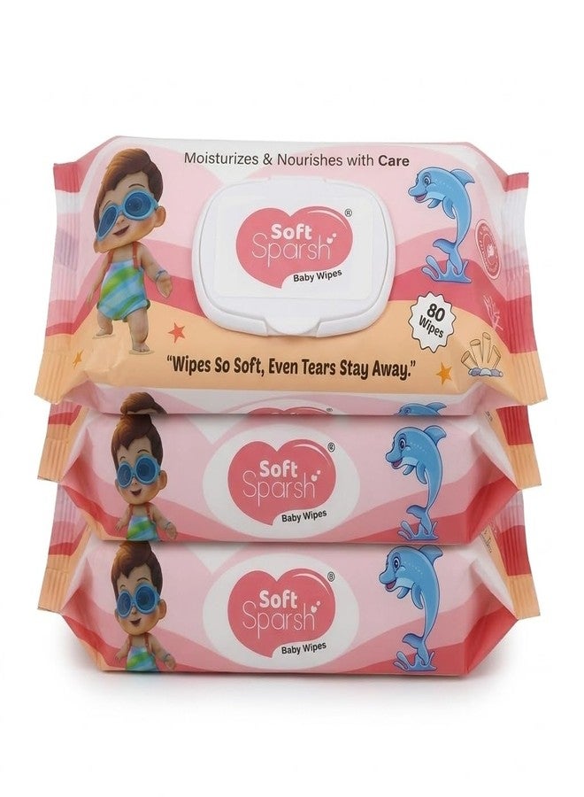 KETLIX Little's Soft Cleansing Baby Wipes with Lid | 80 Wipes x Pack of 3-240 Wipes | Extra Thick & Moist Wet Wipes for Baby's | Prevents Rashes & Redness with Goodness of Aloe Vera, Vitamin E & Jojoba Oil - Image 1