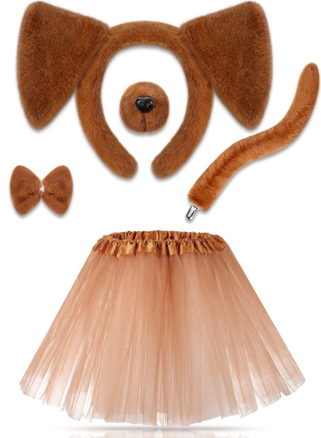 Zhanmai 5 Pcs Halloween Animal Costume Kid Bear Puppy Dog Pup Kangaroo with Tutu Ear Headband Bowtie Tail Paws for Boys Girls - Image 1