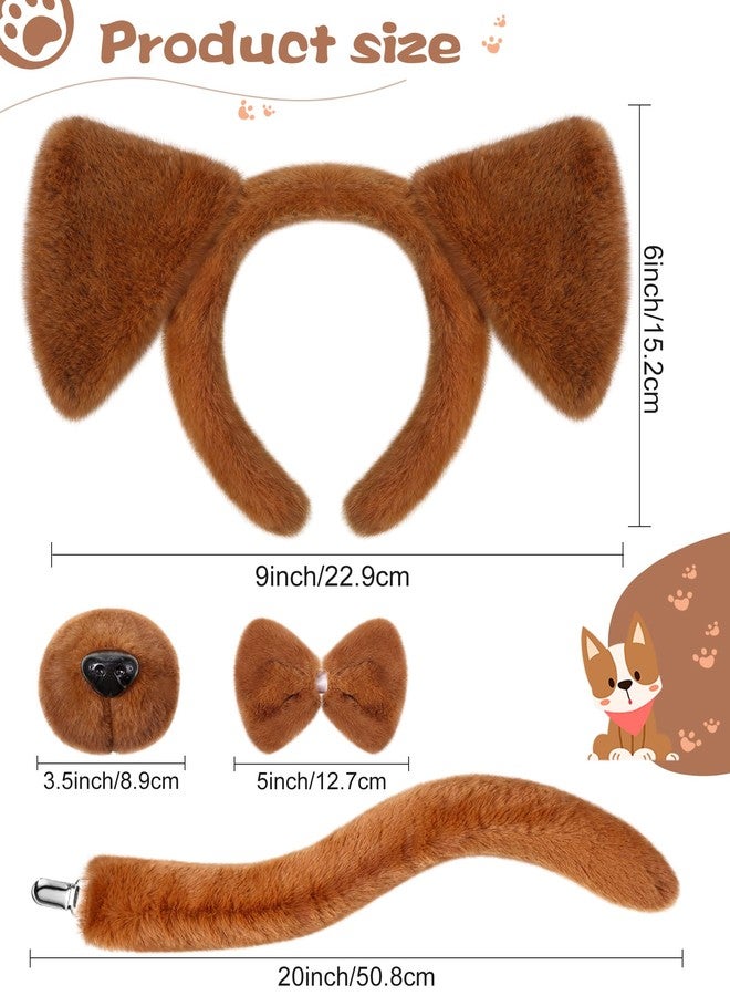 Zhanmai 5 Pcs Halloween Animal Costume Kid Bear Puppy Dog Pup Kangaroo with Tutu Ear Headband Bowtie Tail Paws for Boys Girls - Image 2