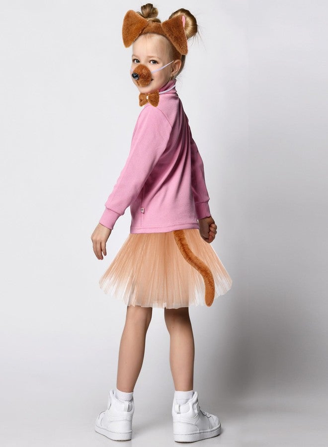 Zhanmai 5 Pcs Halloween Animal Costume Kid Bear Puppy Dog Pup Kangaroo with Tutu Ear Headband Bowtie Tail Paws for Boys Girls - Image 5