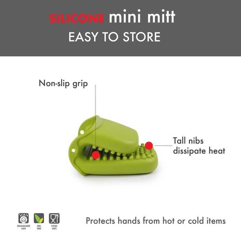 Dexas Mini Silicone Oven Mitt with Raised Nibs, Heat Resistant to 450Â°F, Green, Dishwasher Safe 3.5 Inches - Image 4