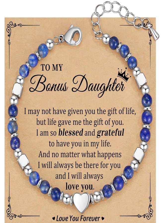 Btysun Mothers Day Gifts for Daughter, Bonus Daughter Bracelet Beaded Bracelets for Women Trendy Stuff Stocking Stuffers for Teens Adjustable Gemstone Bracelet Birthday Christmas Jewelry - Image 1