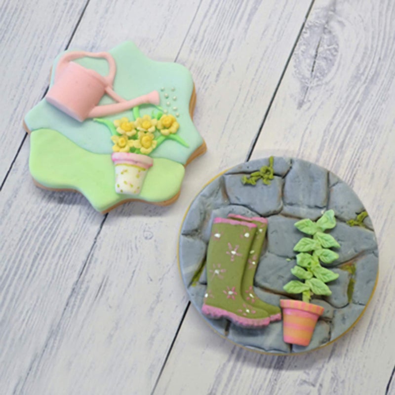 HengKe 2 Pieces Rock Texture Silicone Lace Mold  Food Grade Cake Molds  Candy  Icing  Biscuit Decor  Chocolate Polymer Clay Fondant Snow Cake Decorating Supplies - Image 2