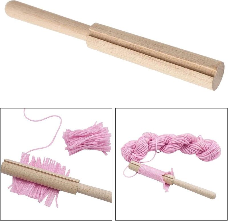 klarako Wooden Yarn Cutter Stick with Cutting Slot, Carpet DIY Crocheting Bent Latch Hook Beginner Embroidery Tapestry Crafting Kits Tools, Yarn Cutter - Image 4
