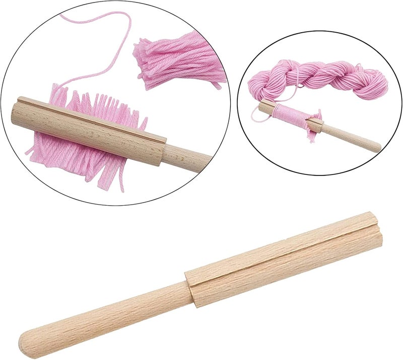 klarako Wooden Yarn Cutter Stick with Cutting Slot, Carpet DIY Crocheting Bent Latch Hook Beginner Embroidery Tapestry Crafting Kits Tools, Yarn Cutter - Image 5