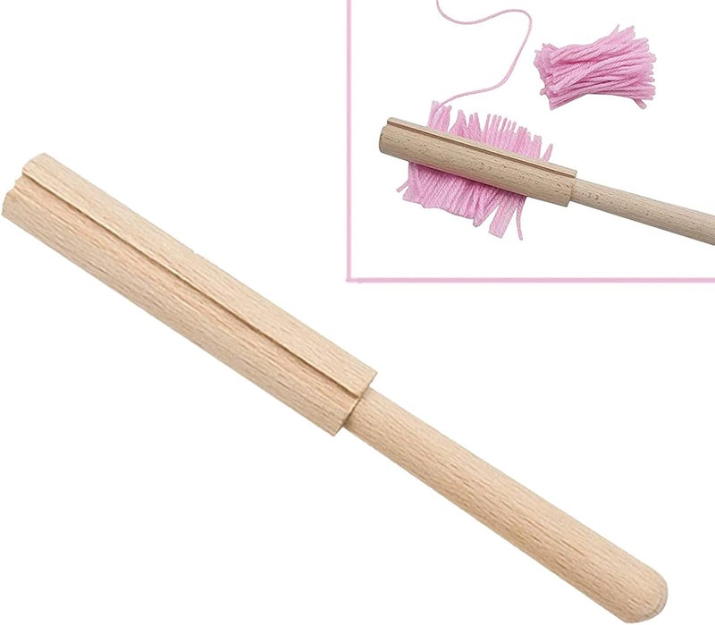 klarako Wooden Yarn Cutter Stick with Cutting Slot, Carpet DIY Crocheting Bent Latch Hook Beginner Embroidery Tapestry Crafting Kits Tools, Yarn Cutter - Image 2