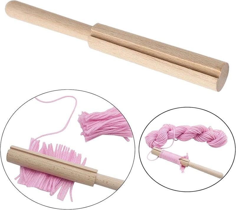 klarako Wooden Yarn Cutter Stick with Cutting Slot, Carpet DIY Crocheting Bent Latch Hook Beginner Embroidery Tapestry Crafting Kits Tools, Yarn Cutter - Image 1