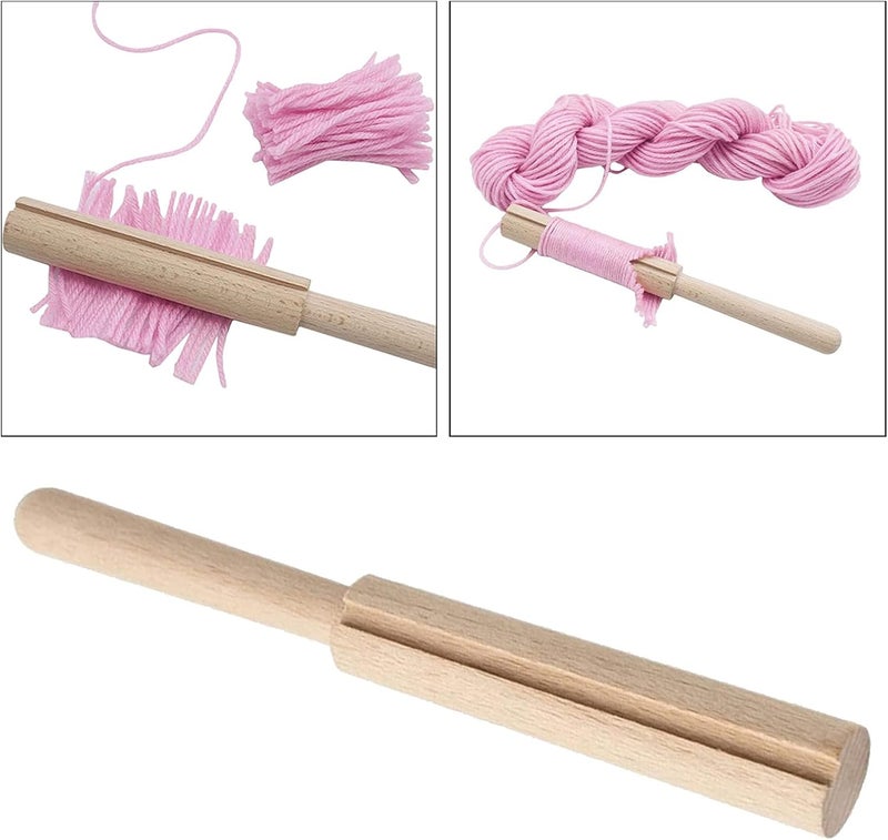 klarako Wooden Yarn Cutter Stick with Cutting Slot, Carpet DIY Crocheting Bent Latch Hook Beginner Embroidery Tapestry Crafting Kits Tools, Yarn Cutter - Image 3
