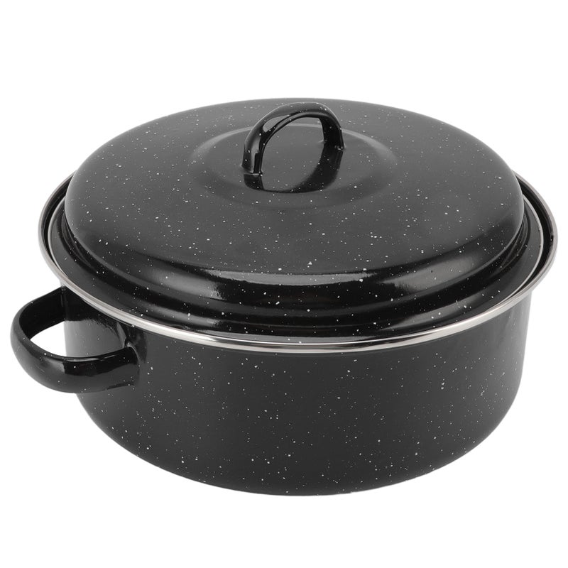 Roasting Pan Black Speckled Finish Household Non Stick BBQ Pot Roast Pan With Lid for Roasted Sweet Potatoes Chestnuts Iron Cover 26cm - Image 3