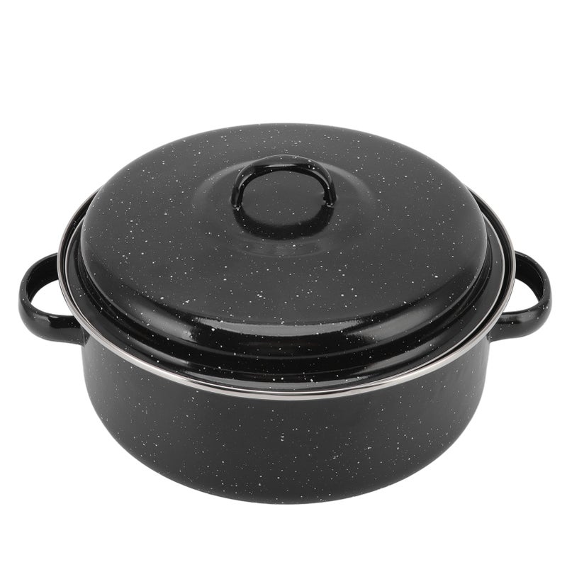 Roasting Pan Black Speckled Finish Household Non Stick BBQ Pot Roast Pan With Lid for Roasted Sweet Potatoes Chestnuts Iron Cover 26cm - Image 4