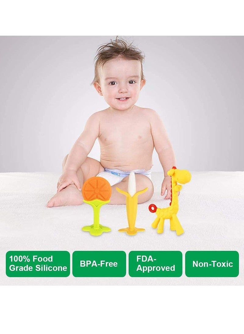 Teething Toys for Baby Natural Silicone Teether Set Fruit Feeder Teethers for Babies Fruit Feeders for Newborn Free Natural Organic Freezer Safe for Infants and Toddlers Toy BPA-Free - Image 5