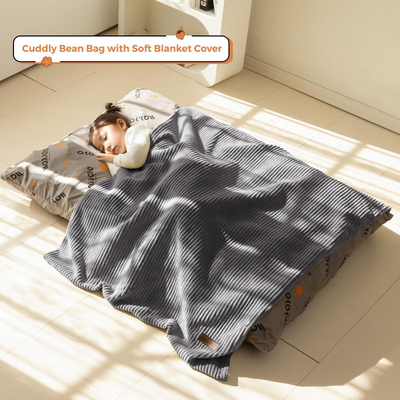 MAXYOYO 3 in 1 Kids Bean Bag Chair Bed, Convertible Chair Folds from Bean Bag to Lounger, Child Floor Sofa for Gaming, Reading, Floor Mattress with High-Density Foam Filling - Image 4