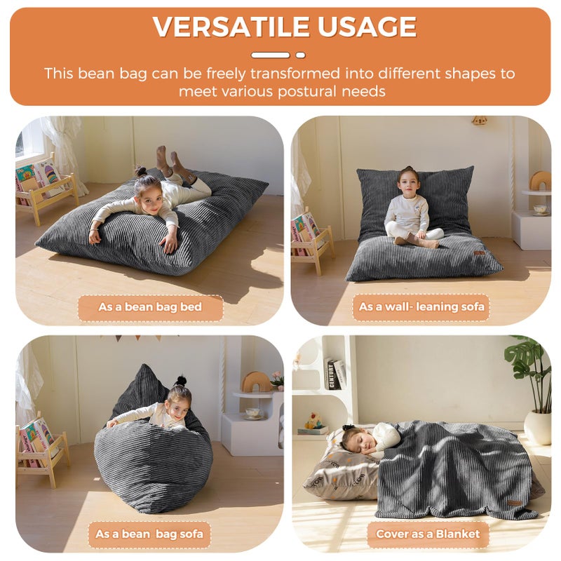 MAXYOYO 3 in 1 Kids Bean Bag Chair Bed, Convertible Chair Folds from Bean Bag to Lounger, Child Floor Sofa for Gaming, Reading, Floor Mattress with High-Density Foam Filling - Image 3