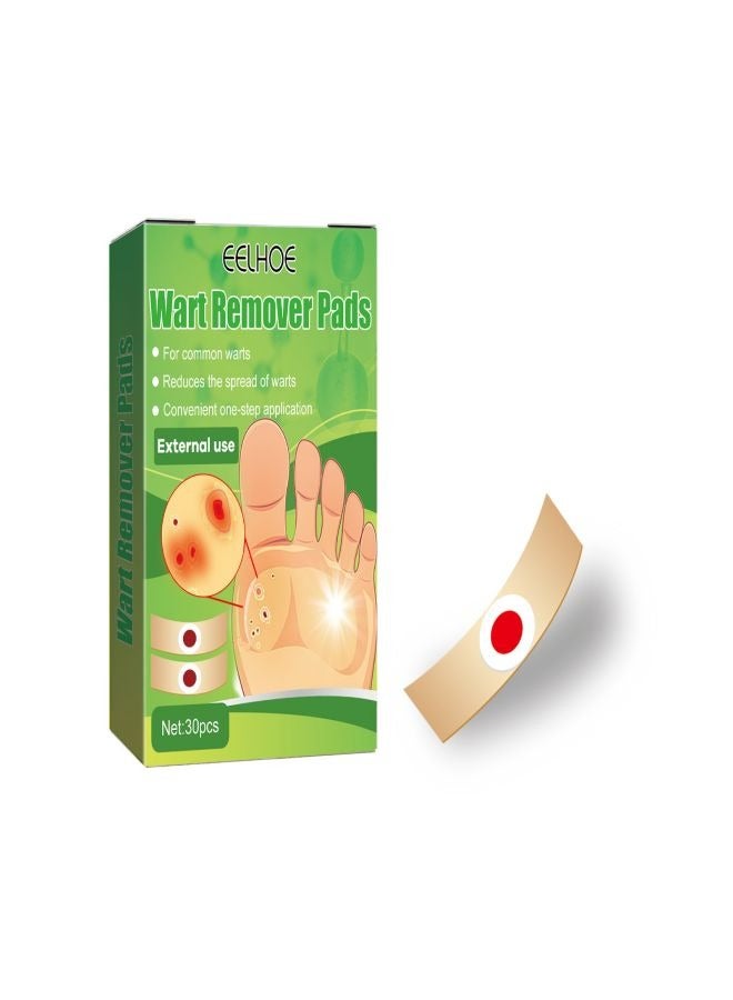 EELHOE   Wart Removal Treatment Relief Corn Pain and Foot Care Maximum Strength One Step Plantar Wart Remover Foot Pads, 30Count - Image 1