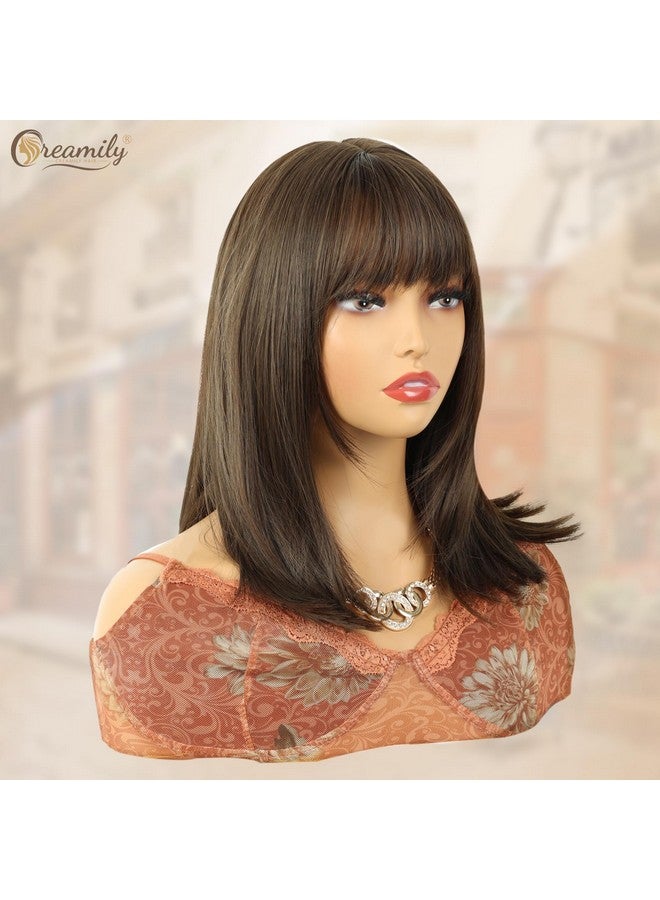 Creamily Straight Short Hair Wig for women Full head Natural, Full head Hair Wigs for women, Hair Week for Women Wig for girls Ladies Hair Wig, Korea Bob style Boy cut Hair Wig (Brown, 14 inches) - Image 3