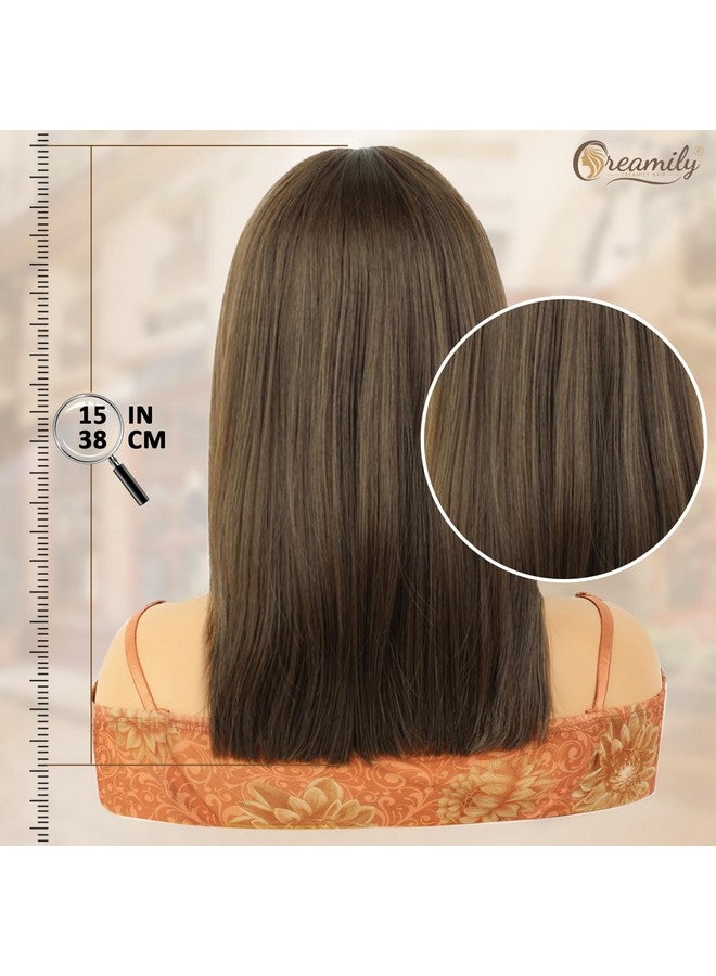 Creamily Straight Short Hair Wig for women Full head Natural, Full head Hair Wigs for women, Hair Week for Women Wig for girls Ladies Hair Wig, Korea Bob style Boy cut Hair Wig (Brown, 14 inches) - Image 5