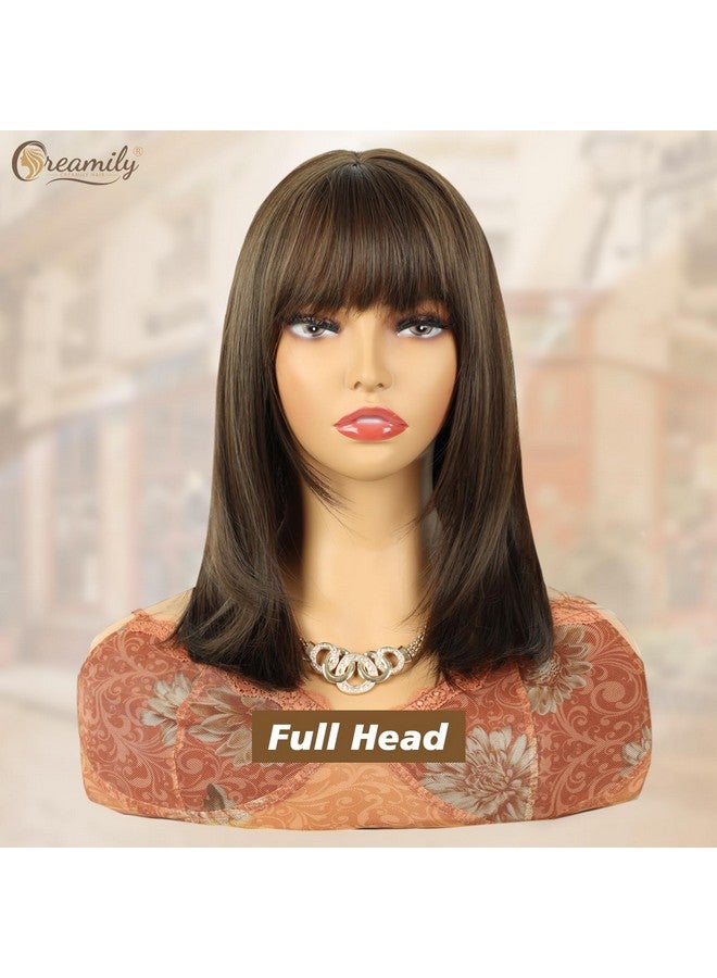 Creamily Straight Short Hair Wig for women Full head Natural, Full head Hair Wigs for women, Hair Week for Women Wig for girls Ladies Hair Wig, Korea Bob style Boy cut Hair Wig (Brown, 14 inches) - Image 2