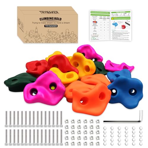 Trymaker Rock Climbing Holds 15PCS Climbing Wall for Kids Climbing Set for Adult Indoor and OutdoorLarge Size - Image 1