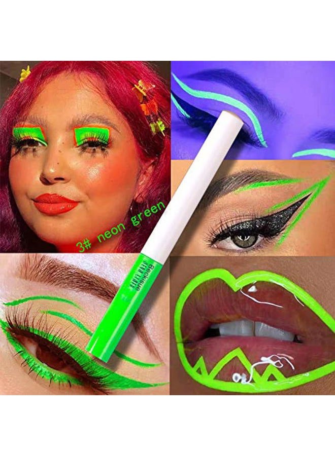 MAEPEOR Neon Liquid Eyeliner 8 Colors Matte Eyeliner Waterproof & Smudgeproof Fluorescent Body Face Paint Makeup for Daily Wear and Halloween Christmas (Neon, Set 0801) - Image 5