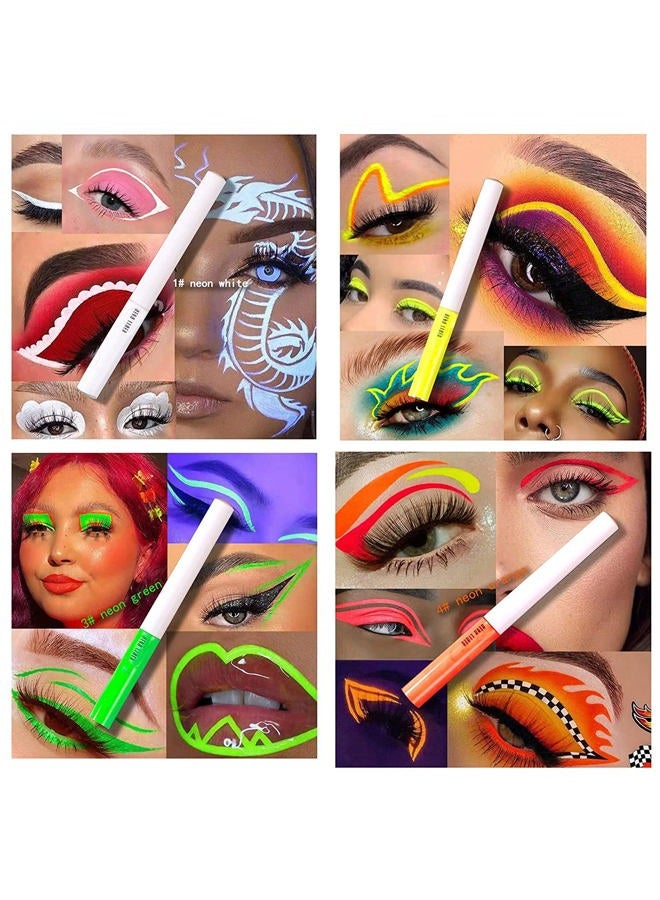 MAEPEOR Neon Liquid Eyeliner 8 Colors Matte Eyeliner Waterproof & Smudgeproof Fluorescent Body Face Paint Makeup for Daily Wear and Halloween Christmas (Neon, Set 0801) - Image 3