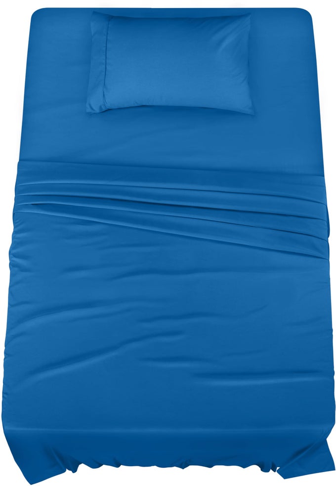 TWIN SHEET SET 3 PIECE BED SHEETS FOR TWIN SIZE BED SOFT AND BREATHABLE MICROFIBER INCLUDES 1 FITTED SHEET 1 FLAT SHEET AND 1 PILLOWCASE DUSK BLUE