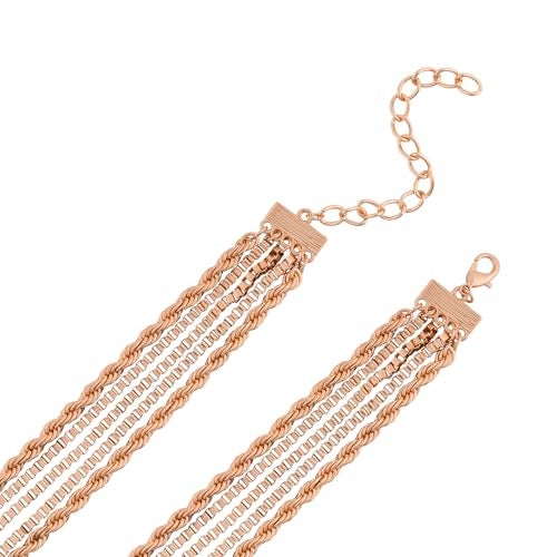 Joker & Witch Eltina Black Dial Rose Gold Triple Metallic Chain Wrap for Women - Image 5