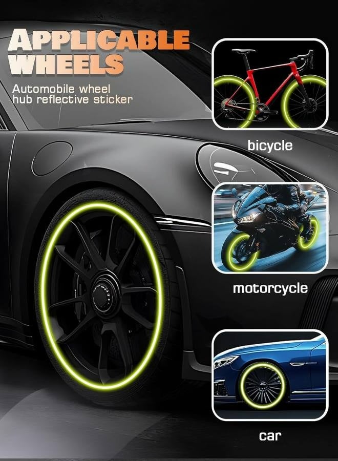 20 Pcs heel Reflective Stickers, Car Wheel Hub Reflective Sticker, for Motorcycle Wheels Car Cycling Night Reflective Safety, Decoration Stripe Rim Sticker, Universal for Car Vehicle Truck (Green) - Image 2