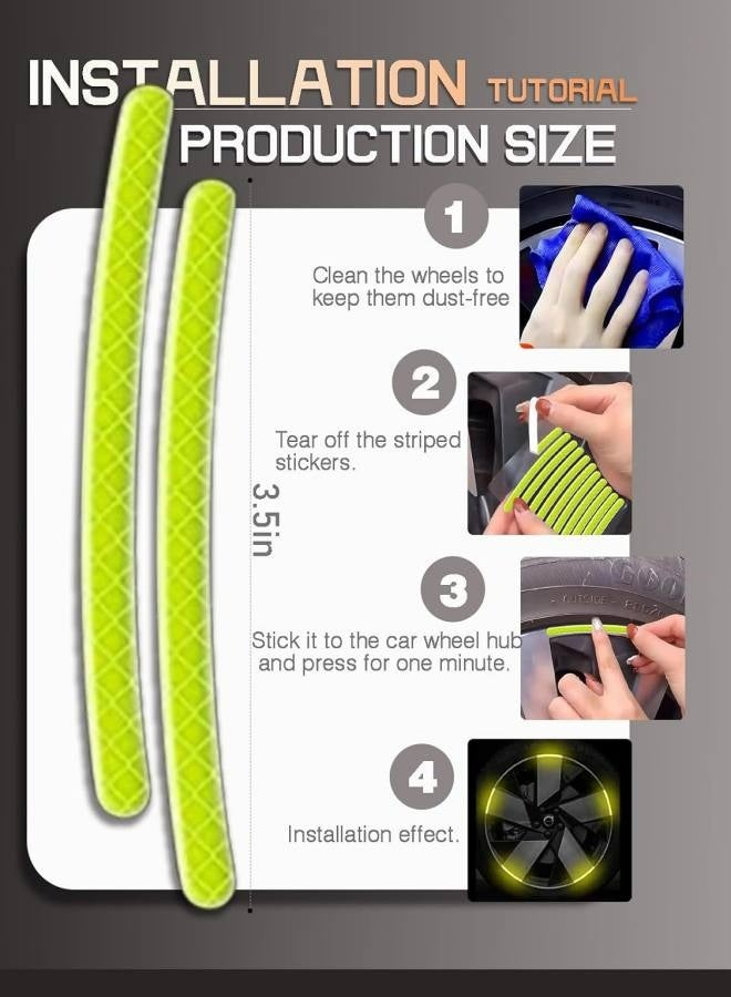 20 Pcs heel Reflective Stickers, Car Wheel Hub Reflective Sticker, for Motorcycle Wheels Car Cycling Night Reflective Safety, Decoration Stripe Rim Sticker, Universal for Car Vehicle Truck (Green) - Image 5