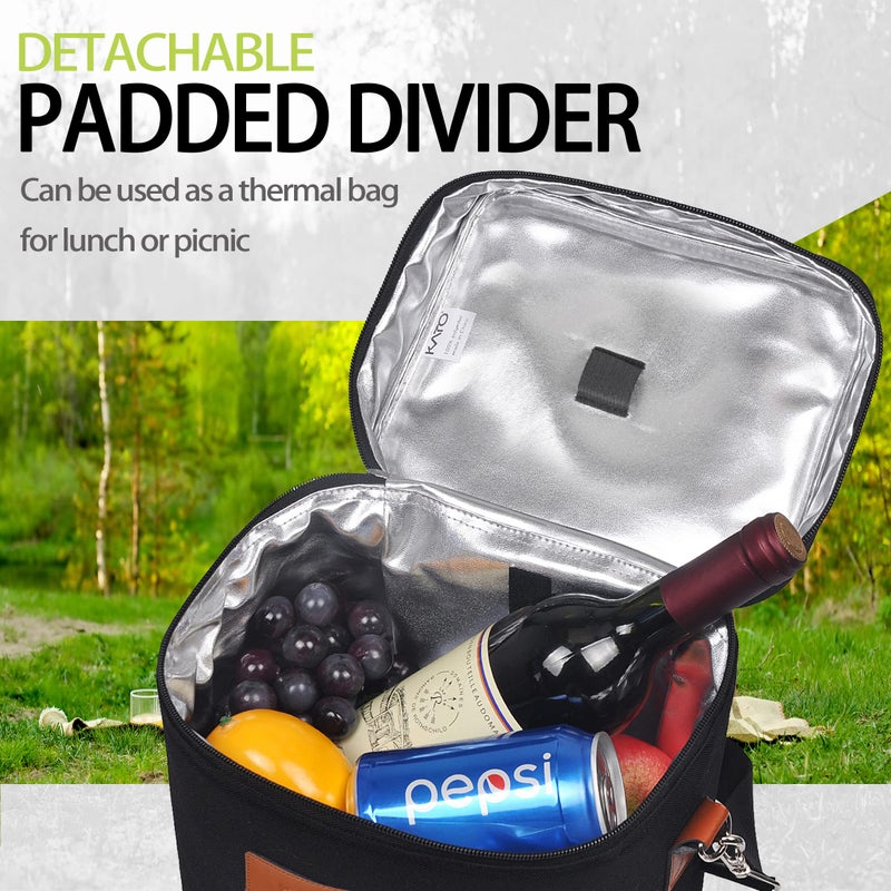 Tirrinia 4 Bottle Wine Gift Tote Carrier - Leakproof & Insulated Padded Versatile Wine Cooler Bag for Travel, BYOB Restaurant, Wine Tasting, Party, Dinner,Gift for Wine Lovers, Black - Image 2