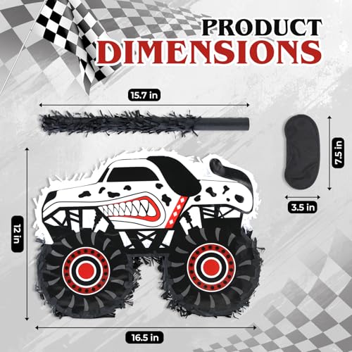 Birchio Monster Truck Dalmatian Pinatas Bundle with a Blindfold and a Bat 16 x 13 x 4 Inches Perfect for Boys Birthday Parties Dog Truck Decorations games - Image 5