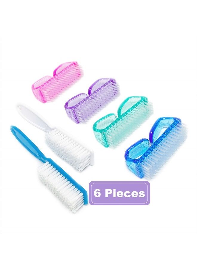 Qeedy 6 Pack Handle Grip Nail Cleaning Brush, Qeedy Fingernail Brush Cleaner Scrub Brush Kit for Toes Shower and Women & Men & Kids (Color A) - Image 1