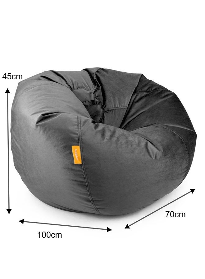 Jumbble Suede Bean Bag with Filling | Ultimate Indoor Lounging Chair for All Ages | Velvet Soft Fabric | Filled with Polystyrene Beads(Kids, Black)45 X 70 X75cm - Image 4