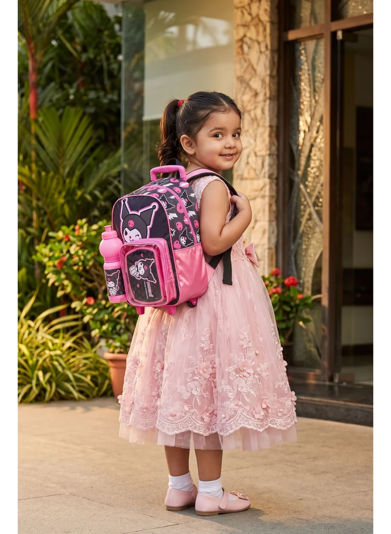 سانريو Sanrio Kuromi Toddler 3-in-1 Trolley School Set 13" | Rolling Backpack, Lunch Box & Water Bottle | Girls School Bag