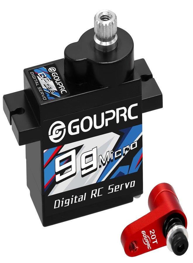 سيرفو رقمي صغير GOUPRC 9G ذو تروس معدنية لسيارات ARRMA Granite وGROM Typhon بمقياس 1/18 وGROM Mini Mojave وGROM 1/14 RC، قطع غيار سيرفو مطورة مع ذراع سيرفو 20T باللون الأحمر - Image 1