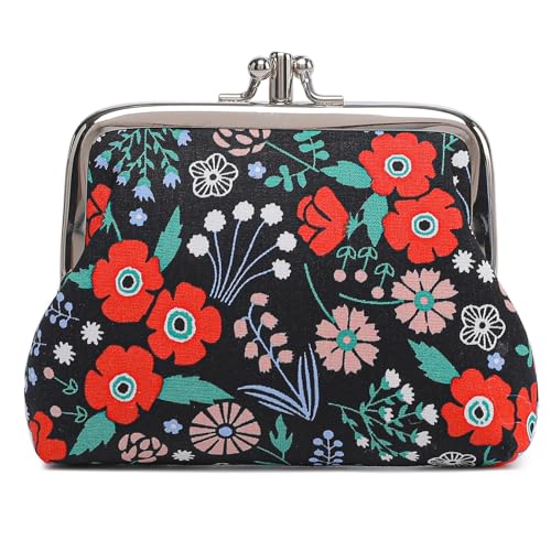 Sanxiner Cute Floral Buckle Coin Purses Vintage Pouch Kiss-lock Change Purse Wallets - Image 1