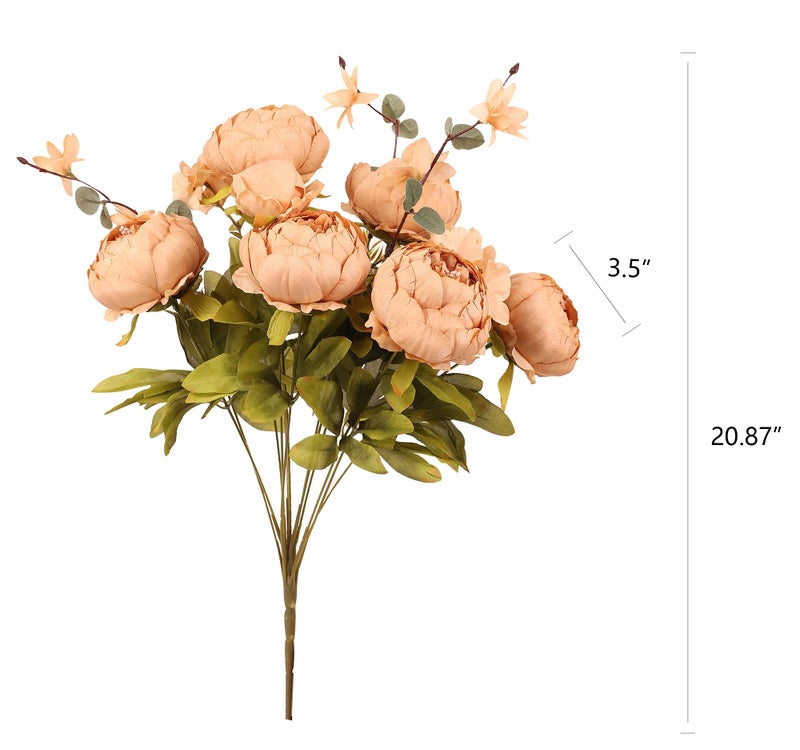 Duovlo Artificial Peony Silk Flowers Fake Flowers Vintage Wedding Home Decoration,Pack of 1 (Dark Champagne) - Image 2