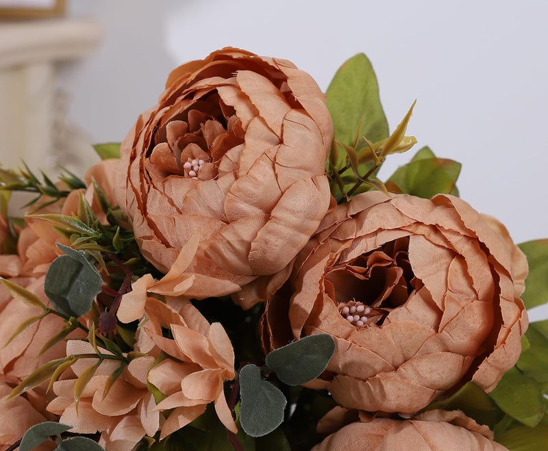 Duovlo Artificial Peony Silk Flowers Fake Flowers Vintage Wedding Home Decoration,Pack of 1 (Dark Champagne) - Image 5