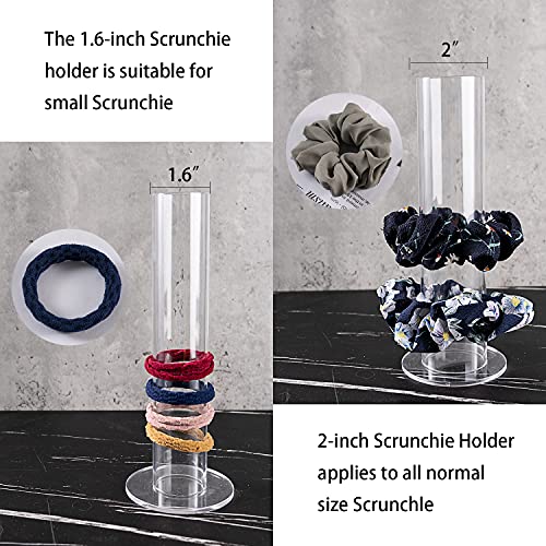 Coward 2 Pcs/Set Clear Acrylic Scrunchie Holder Hair Band Organizer Hair Ties Display Stand for Girls Women (Acrylic 8.6 inch Tall) - Image 2