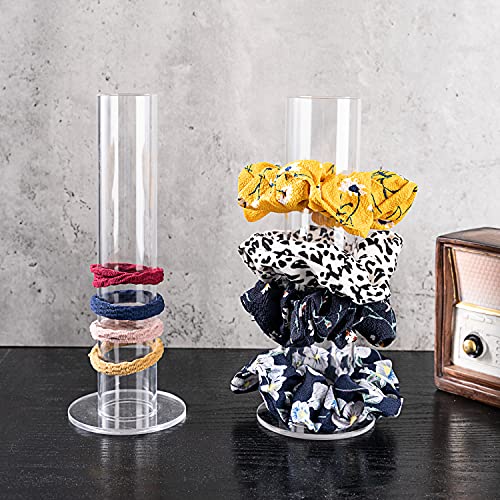 Coward 2 Pcs/Set Clear Acrylic Scrunchie Holder Hair Band Organizer Hair Ties Display Stand for Girls Women (Acrylic 8.6 inch Tall) - Image 3