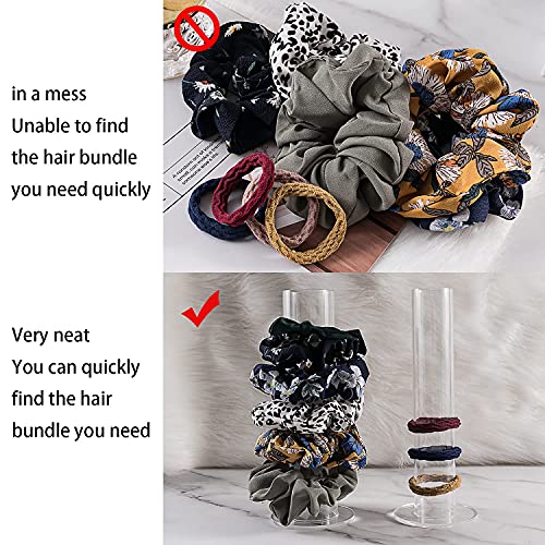 Coward 2 Pcs/Set Clear Acrylic Scrunchie Holder Hair Band Organizer Hair Ties Display Stand for Girls Women (Acrylic 8.6 inch Tall) - Image 5