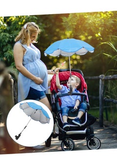 KASTWAVE Newborn Stroller Umbrella, Clip-on Beach Accessories for Infant Pushchair, Provides Sun Protection with Impact Cloth for Baby, Big Umbrella for Strollers and Deck Chairs, Blue  - Image 2