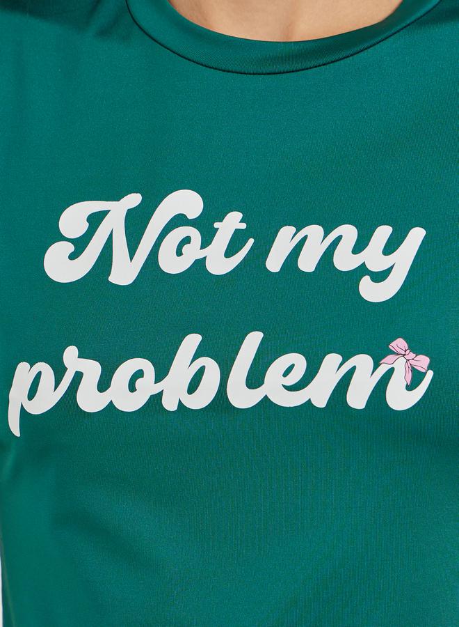 Styli Slogan Print Round Neck Short Sleeve T-Shirt  - Image 4